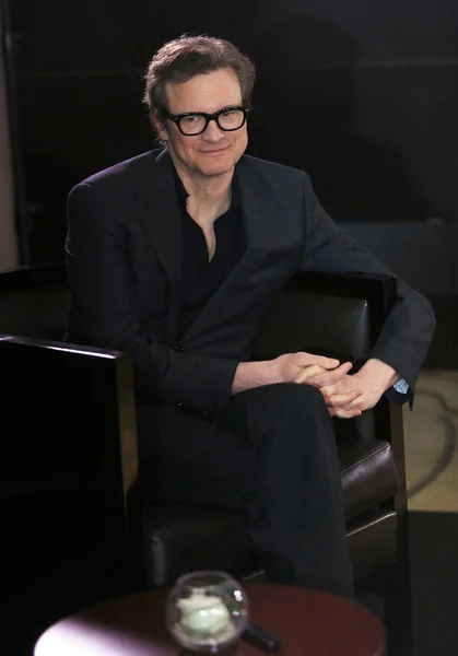 Actor Inglés Colin Firth Aparece Una Entrevista Para Promocionar Nueva — Foto de Stock