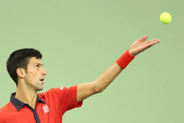 Novak Djokovic Sérvia Serve Contra Wilfried Tsonga França Sua Partida — Fotografia de Stock