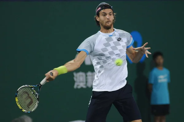 Joao Sousa Aus Portugal Bereitet Sich Darauf Vor Fabio Fognini — Stockfoto