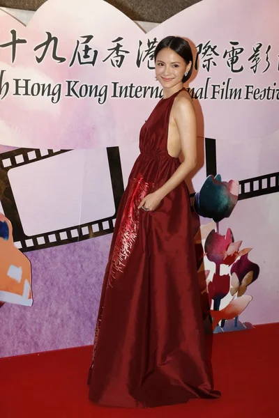 Малайзійський Актриса Анжеліка Пози Червоному Килимі Церемонію Відкриття 39Th Гонконг — стокове фото