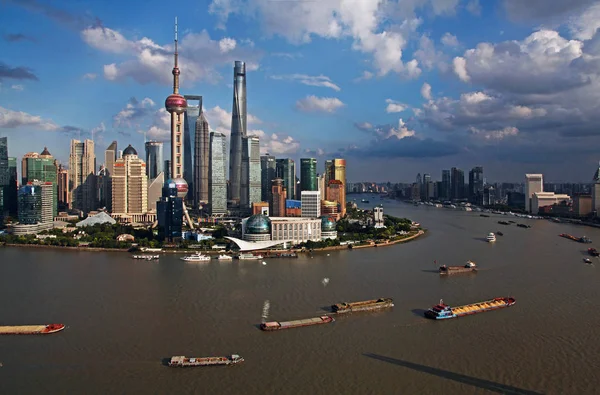 Vista Del Río Huangpu Distrito Financiero Lujiazui Con Torre Oriental —  Fotos de Stock