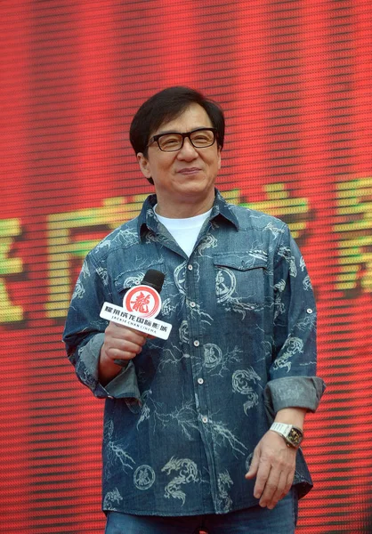 Kungfu Σταρ Χονγκ Κονγκ Jackie Chan Χαμόγελα Στη Διάρκεια Μιας — Φωτογραφία Αρχείου