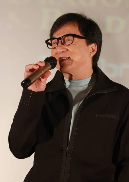 Hong Kong Kung Süperstar Jackie Chan Bir Basın Toplantısı Sırasında — Stok fotoğraf
