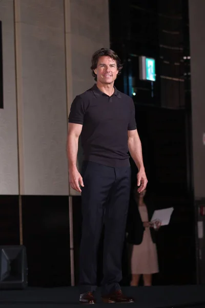 Actor Estadounidense Tom Cruise Posa Durante Una Conferencia Prensa Para — Foto de Stock