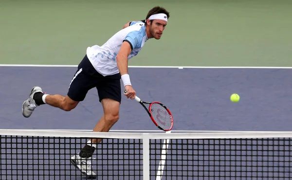 Leonardo Mayer Argentína Visszatér Egy Lövés Gilles Simon Franciaország Második — Stock Fotó