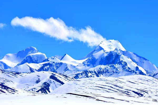 Krajina Číny Národní Dálnici 318 Podél Sněhu Hory Blízkosti Průsmyku — Stock fotografie
