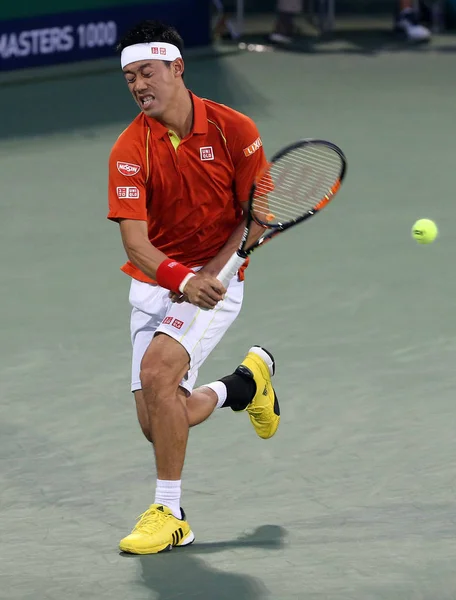 Nishikori Kei Aus Japan Gibt Einen Schuss Kevin Anderson Aus — Stockfoto