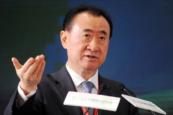 Wang Jianlin Předseda Wanda Group Dodává Projevu Během Summitu 2015 — Stock fotografie
