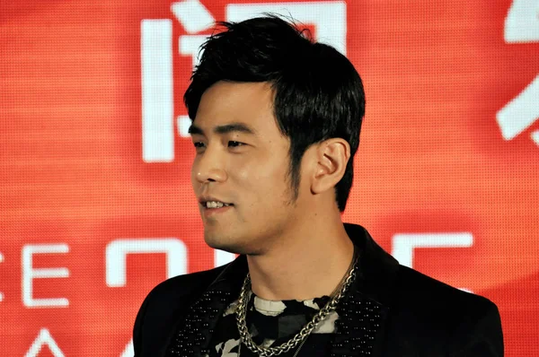 Taiwanees Zangeres Jay Chou Glimlacht Tijdens Een Persconferentie Voor Seizoen — Stockfoto