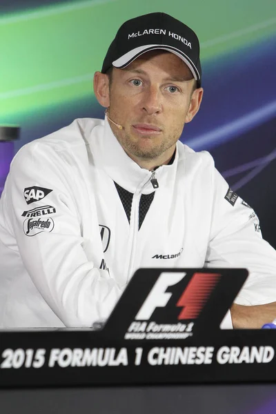 Pilote Britannique Jenson Button Malaren Assiste Une Conférence Presse Pour — Photo