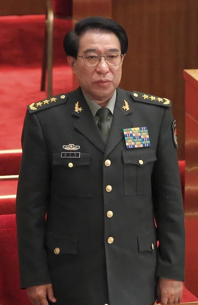 Chiński Generał Caihou Ówczesny Wiceprezes Centralnej Komisji Wojskowej Chin Bierze — Zdjęcie stockowe