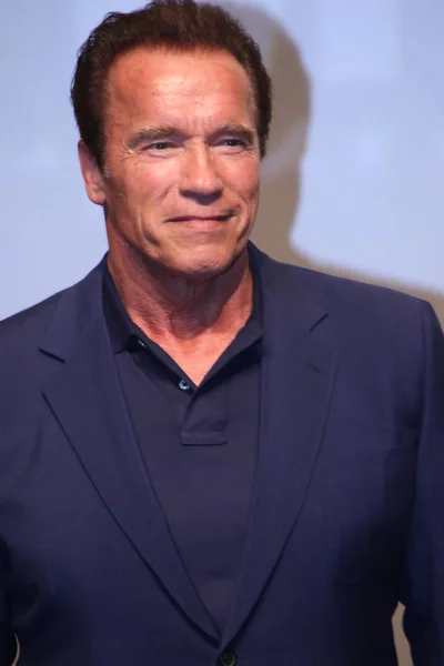 Actor Estadounidense Arnold Schwarzenegger Posa Durante Estreno Película Terminator Genisys — Foto de Stock