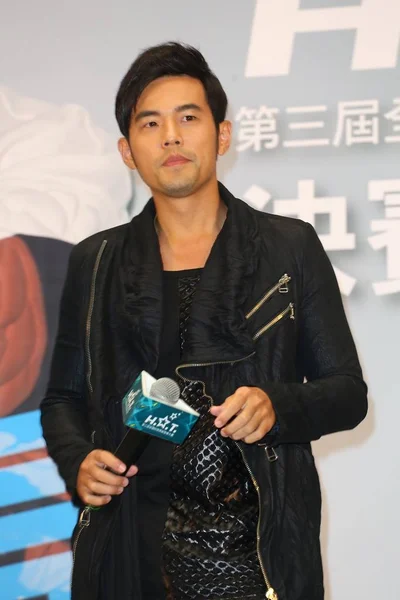 Taiwanesische Sängerin Jay Chou Posiert Während Einer Pressekonferenz Zum Originelles — Stockfoto