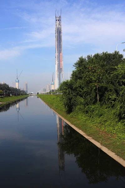 117 Этажная Башня Тяньцзинь 117 Строится Тяньцзине Китай Сентября 2015 — стоковое фото
