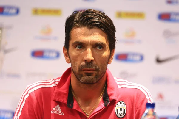 Gianluigi Buffon Juventus Participa Uma Coletiva Imprensa Para Supercopa Italiana — Fotografia de Stock