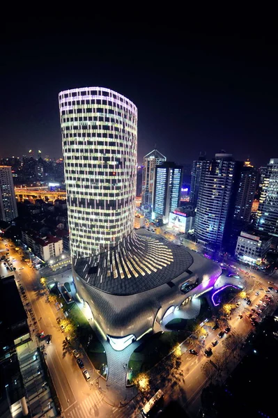 Nattvy Boot Formade Avenue Även Känd Som Byggnaden Shanghai Kina — Stockfoto