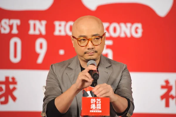 Der Chinesische Schauspieler Und Regisseur Zheng Bei Einer Pressekonferenz Seinem — Stockfoto