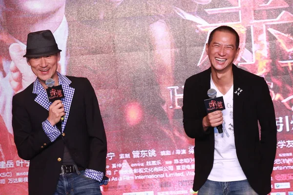 Les Chanteurs Acteurs Hong Kong Jacky Cheung Gauche Nick Cheung — Photo