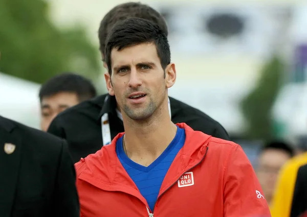 Novak Djokovic Serbia Llega Una Sesión Entrenamiento Para Torneo Tenis — Foto de Stock