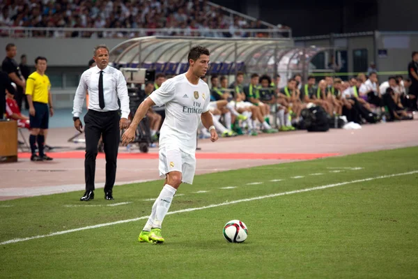 Cristiano Ronaldo Real Madrid Dribble Contre Milan Lors Match Shanghai — Photo