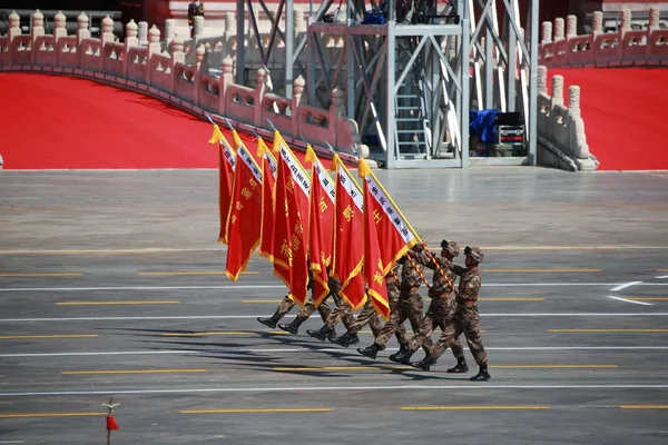 Soldados Chineses Pta Exército Popular Libertação Marcham Pelo Rostro Tiananmen — Fotografia de Stock