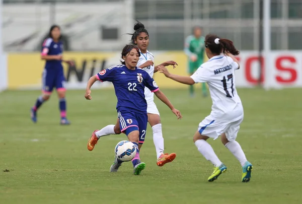 Les Joueuses Ouzbékistan Affrontent Yuka Anzai Japon Lors Match Football — Photo