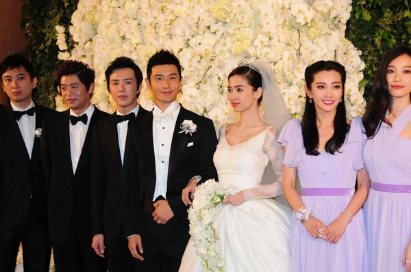 Chinese Actor Huang Xiaoming Fourth Left His Actress Wife Angelababy — Stock Photo, Image