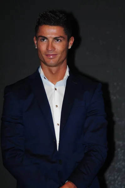 Superestrella Portuguesa Fútbol Cristiano Ronaldo Posa Durante Evento Promocional Para —  Fotos de Stock