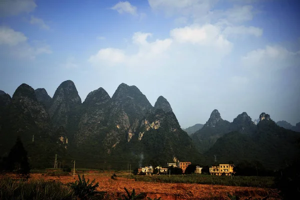 Landschap Van Mingshi Pastorale Mingshi Village Daxin County Zuid Chinese — Stockfoto