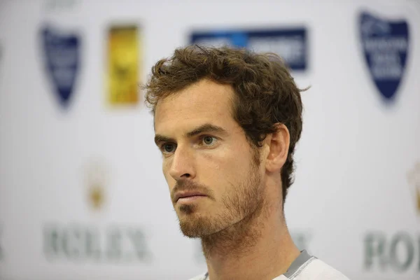 Andy Murray Grã Bretanha Participa Uma Coletiva Imprensa Para Torneio — Fotografia de Stock