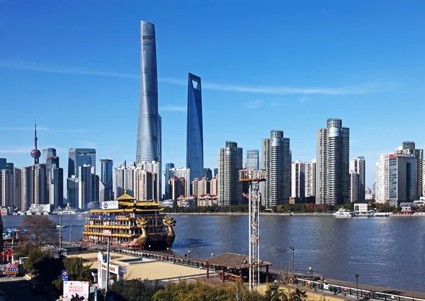 Pohled Věž Shanghai Nejvyšší Shanghai World Financial Center Druhý Nejvyšší — Stock fotografie