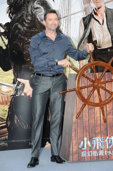 Australijczyk Aktor Hugh Jackman Pozach Podczas Konferencji Prasowej Dla Swojego — Zdjęcie stockowe