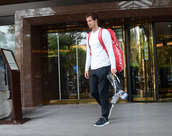 Estrella Del Tenis Británica Andy Murray Sale Del Hotel Hilton — Foto de Stock