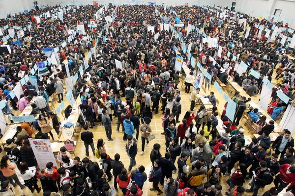 Estudiantes Chinos Que Graduarán 2016 Congregarán Una Feria Empleo Universidad — Foto de Stock