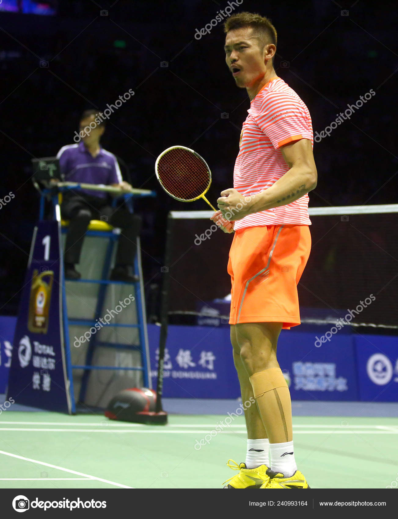 Lin Dan China Celebrates Scoring Takuma Ueda Japan Final Match