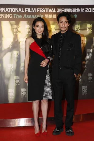 Taiwanese Actress Shu Left Actor Chang Chen Pose Premiere Movie — Stock Photo, Image