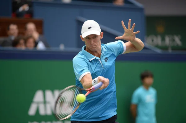 Kevin Anderson África Sul Retorna Tiro Para Tommy Haas Alemanha — Fotografia de Stock