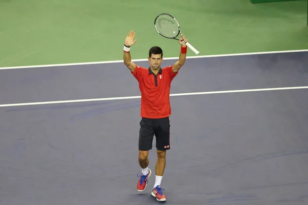 Novak Djokovic Serbie Réagit Après Avoir Vaincu Andy Murray Grande — Photo