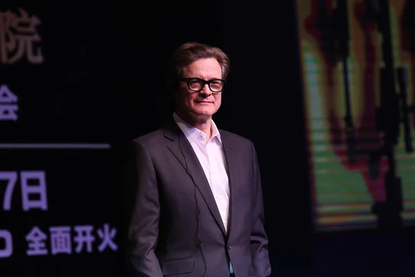 Actor Inglés Colin Firth Posa Durante Una Conferencia Prensa Para —  Fotos de Stock