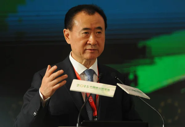 Wang Jianlin Chairman Wanda Group Delivers Speech 2015 China Green — Stock Photo, Image