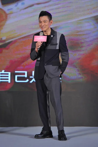 Hongkong Zanger Acteur Andy Lau Glimlacht Tijdens Een Première Voor — Stockfoto