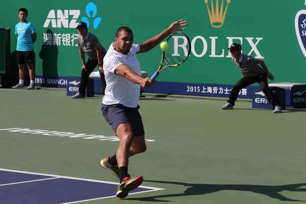 Wilfried Tsonga Francja Zwraca Strzał Albert Ramos Vinolas Hiszpanii Meczu — Zdjęcie stockowe