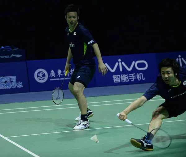 Hiroyuki Endo Derecha Kenichi Hayakawa Japón Compiten Contra Haifeng Zhang — Foto de Stock