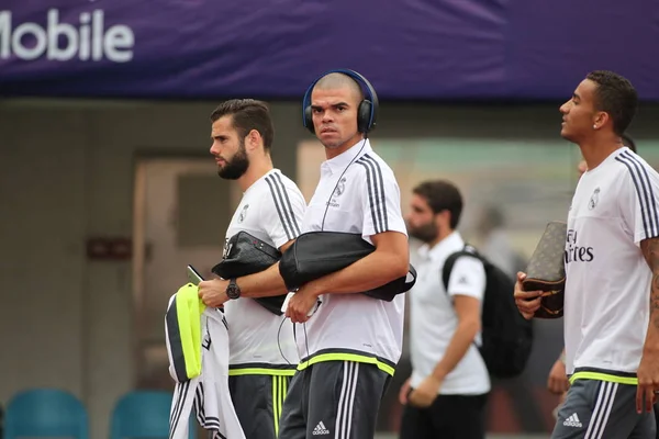 Pepe Centro Compagni Squadra Del Real Madrid Arrivano Una Sessione — Foto Stock