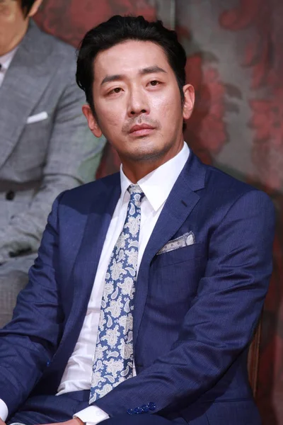 Actor Surcoreano Jung Woo Posa Durante Una Conferencia Prensa Para — Foto de Stock