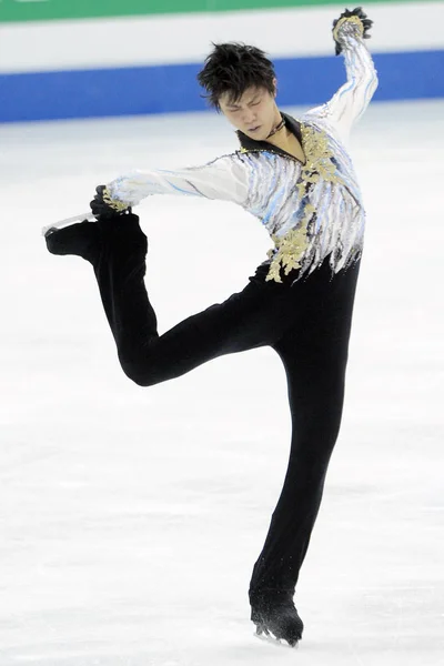 Yuzuru Hanyu Японії Виконує Під Час Чоловіків Довільна Програма Мсу — стокове фото