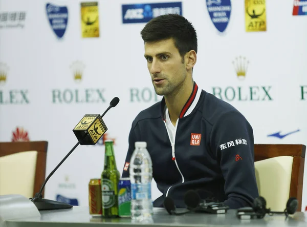 Novak Djokovic Serbia Asiste Una Conferencia Prensa Para Torneo Tenis — Foto de Stock