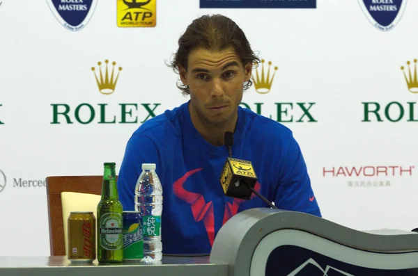 Rafael Nadal España Asiste Una Conferencia Prensa Después Ser Derrotado — Foto de Stock