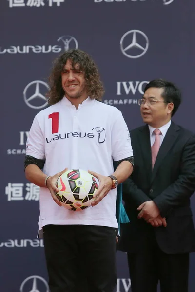 Estrella Del Fútbol Española Jubilada Carles Puyol Izquierda Posa Evento — Foto de Stock