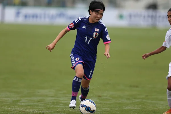 Shiho Matsubara Japan Dribbles Uzbekistan Soccer Match 2015 Afc Women — стоковое фото